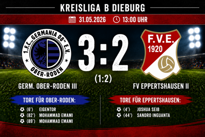 Germ. Ober-Roden III – FV Eppertshausen II 3:2 (1:2)